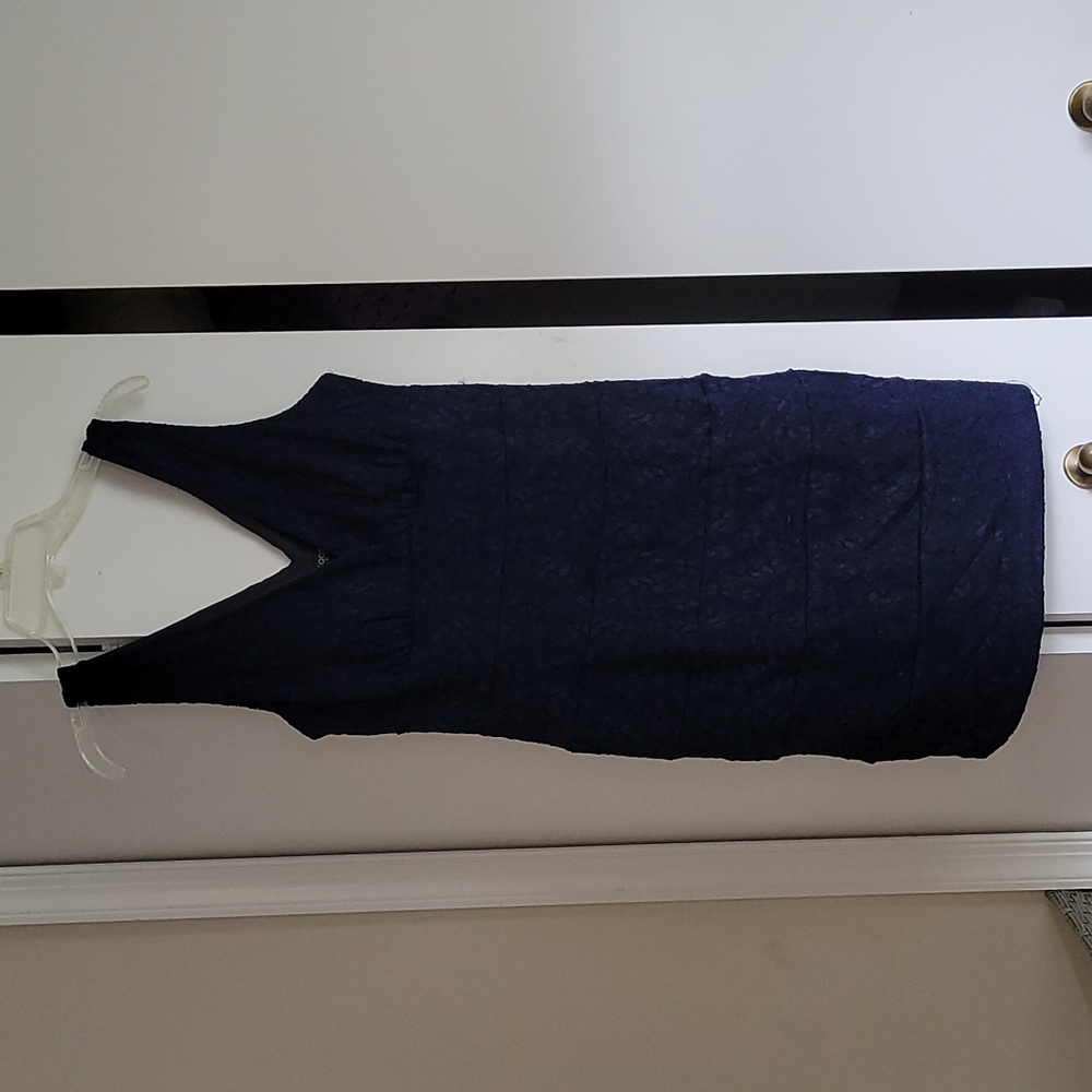 Navy blue lace body con dress